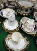 A collection of various Adderley china wares, including Flow blue jardinier,