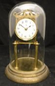 An early 20th Century brass cased 400 day clock under glass dome