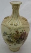 A Royal Worcester blush ware floral decorated vase,