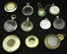 A collection of six various pocket watches and four pocket watch cases