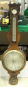 A 19th Century mahogany cased banjo barometer thermometer by C Volonte