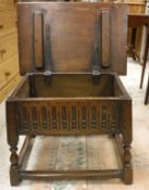 A 20th Century oak box seat stool or occasional table in the 17th Century style