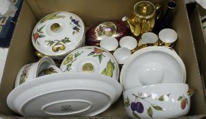 Two boxes of various china wares to include Royal Worcester "Evesham" pattern dinner wares,