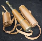 A leather bound brass four draw telescope inscribed "Tel. SCT. Regt. Mark II SB.C & Co. Limited No.