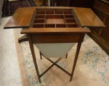 A circa 1900 walnut sewing table,