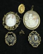 Two circa 1900 shell cameo brooches,