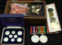 A modern jewellery box and contents of various costume jewellery including various coral necklaces,