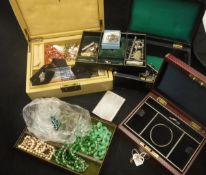 Two boxes of assorted jewellery boxes containing various costume and other jewellery to include