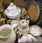 A Continental gilt decorated part tea set, a Beir glazed pottery two-handled tray,