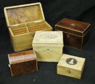 A 19th Century mahogany and satinwood strung single section tea caddy,