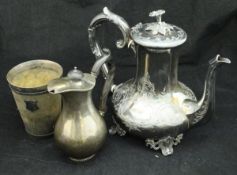 A Victorian silver baluster cream jug (by George Unite, London 1895), 9.