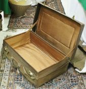A Drew & Sons of Picadilly Circus travel case with brass mounts and leather trimmed outer carrying