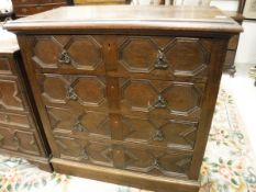 An oak chest of four long drawers in the Jacobean manner CONDITION REPORTS Variosu