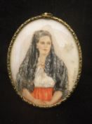 N WINDUST "The Artists model no 2", study of a Spanish beauty, watercolour on ivory, miniature,