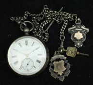 A Victorian silver cased pocket watch, "The Ludgate Watch", no 74613 (by J W Benson, London 1895),
