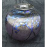 A Norman Stuart Clarke Studio glass vase in an iridescent finsh, signed to base,