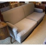 A modern upholstered sofa on ebonised supports CONDITION REPORTS Make unknown,