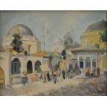 ORHAN DAYEEL "Arabian Street Scene", oil on canvas,