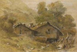 CHARLES WHITTAKER "Rural buildings", pencil and watercolour, signed and dated 1858 lower right,