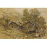 CHARLES WHITTAKER "Rural buildings", pencil and watercolour, signed and dated 1858 lower right,