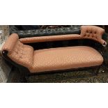 A 19th Century mahogany and pink ground upholstered chaise longue,