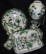 A collection of Masons Chartreuse china wares to include plates, dishes, table lamp, jugs,