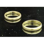 Two 22 carat wedding bands, approx 9.6 g CONDITION REPORTS One ring approx Size X.