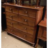 A Victorian mahogany chest of two short over three long graduated drawers on turned feet