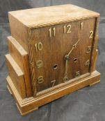A 1930's oak cased mantle clock,