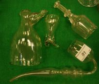 A 19th Century facet cut glass toddy lifter of mallet form,