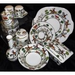 A Crown Staffordshire "Hunting Scene", part table ware to include four coffee cans, two sugar bowls,