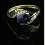 A tanzanite and diamond 9 carat gold dress ring