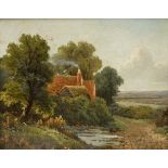19TH CENTURY ENGLISH SCHOOL "Cottage in rural landscape", oil on board, unsigned,