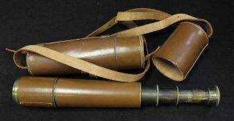 A leather bound brass four draw telescope inscribed "Tel. SCT. Regt. Mark II SB.C & Co. Limited No.