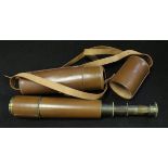 A leather bound brass four draw telescope inscribed "Tel. SCT. Regt. Mark II SB.C & Co. Limited No.