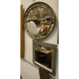 Two wall mirrors, one oval multi-plate mirror,