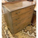 A 19th Century oak chest of four long drawers on bracket feet