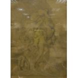 ITALIAN SCHOOL "Figures escaping from the sea", pencil, heightened in white,