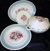 A quantity of Susie Cooper 'Tigerlily' pattern dinner wares to include tureen, serving plate,