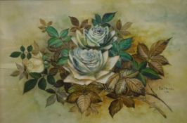 F W TRAVERS "White rose", watercolour gouache,