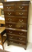 A 20th Century mahogany chest on chest of small proportions in the George III taste,