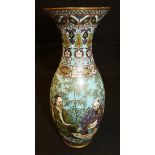 A Chinese cloisonné vase of baluster form with flared rim,