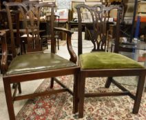 A set of six circa 1900 mahogany Chippendale style dining chairs,