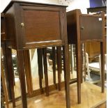 A 19th Century mahogany tray-top pot cupboard and an Edwardian mahogany pot cupboard