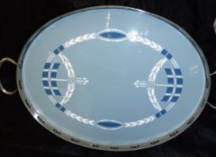 A 1930's Villeroy & Boch oval twin-handled tray marked verso "Villeroy & Boch Dresden Saxony 2519"