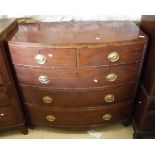 A 19th Century mahogany bow fronted chest of two short over three long graduated drawers on bracket