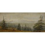 E BRUCE "Highland scene with spruce trees to the foreground,