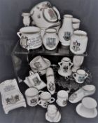 A box of assorted crested ware to include examples by Shelley, Goss,