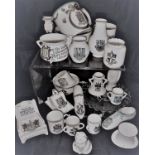 A box of assorted crested ware to include examples by Shelley, Goss,