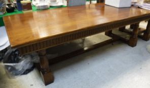 A modern oak refectory style dining table in 17th Century taste,